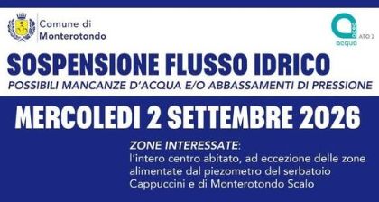 CHIUSURA TEMPORANEA DEGLI UFFICI COMUNALI PER INTERRUZIONE DEL SERVIZIO IDRICO IN DATA 02/09/2026. 