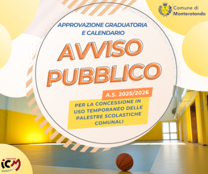CONCESSIONE IN USO TEMPORANEO DELLE PALESTRE SCOLASTICHE COMUNALI PER L’A.S. 2025/2026 CONCESSIONE IN USO TEMPORANEO DELLE PALESTRE SCOLASTICHE COMUNALI PER L’A.S. 2025/2026